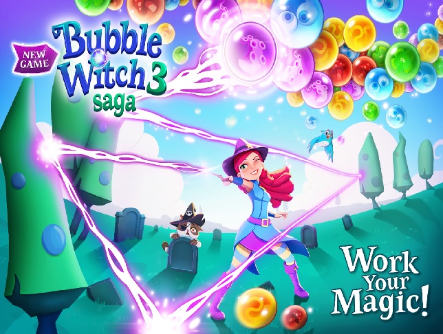 Illustration de l'article sur Bubble Witch 3 Saga est disponible sur mobile